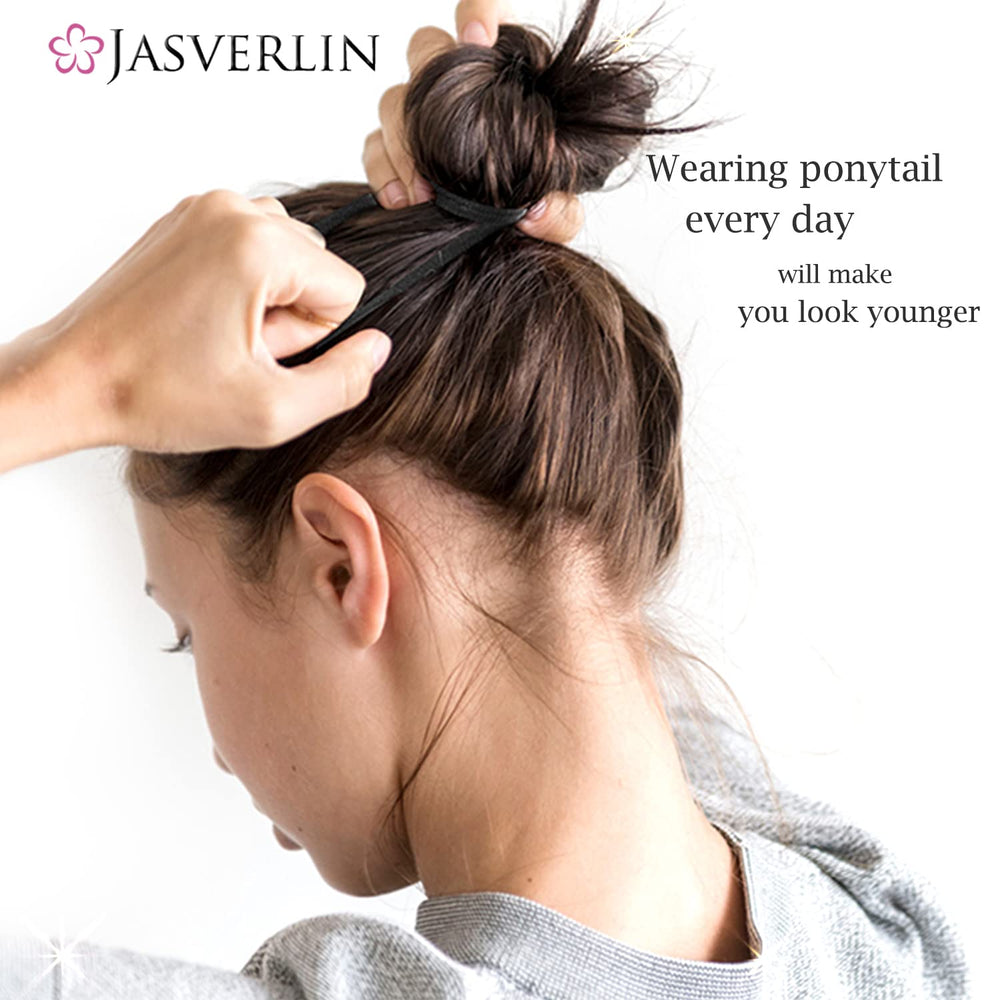 JASVERLIN securing a thick ponytail demonstrating strong no-slip hold