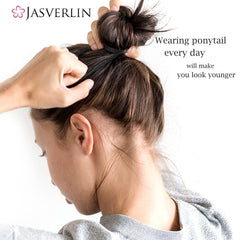 JASVERLIN securing a thick ponytail demonstrating strong no-slip hold