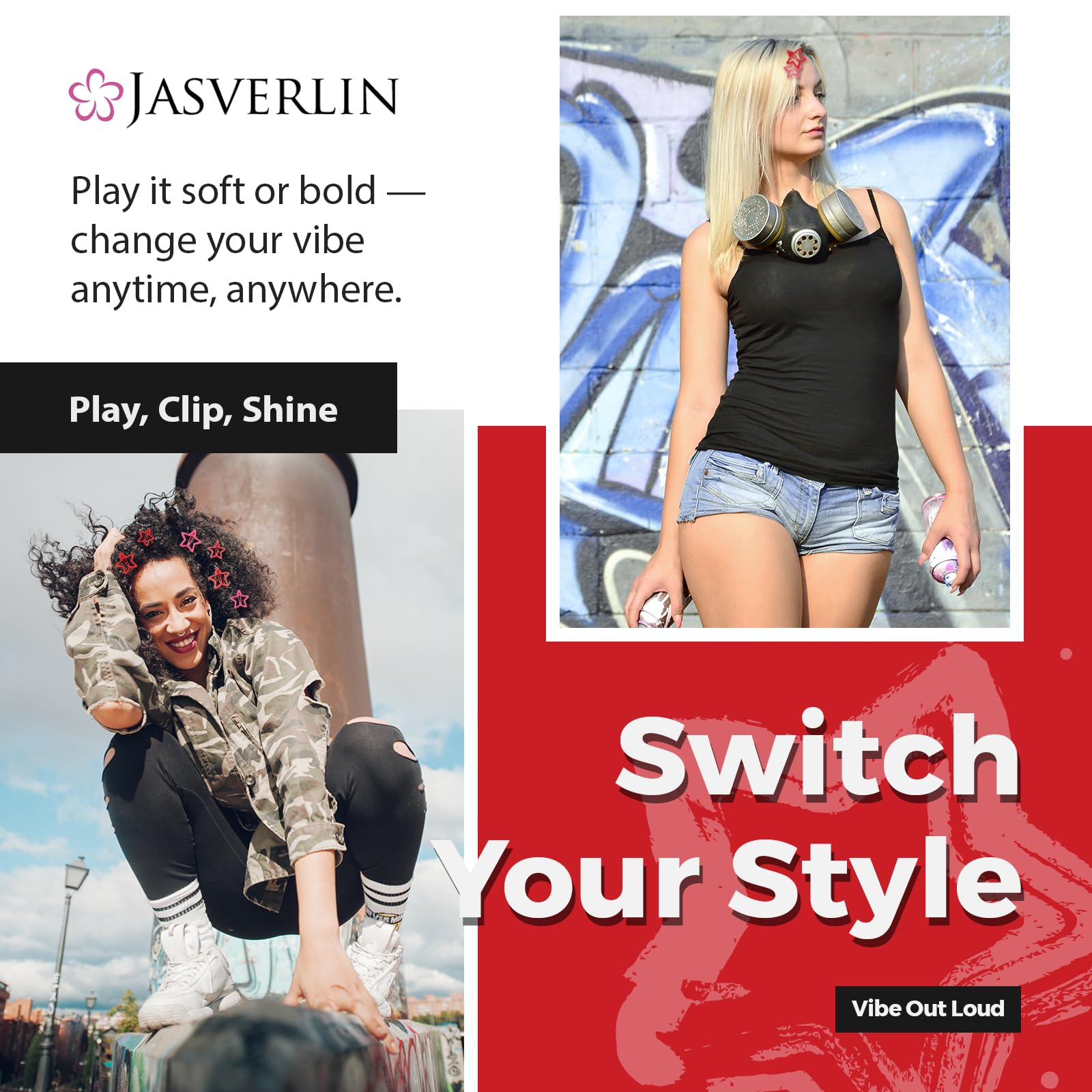 JASVERLIN large star clip securing thick hair for strong hold