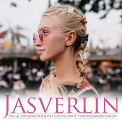 JASVERLIN clips styled in hair at party illustrating Y2K retro flair
