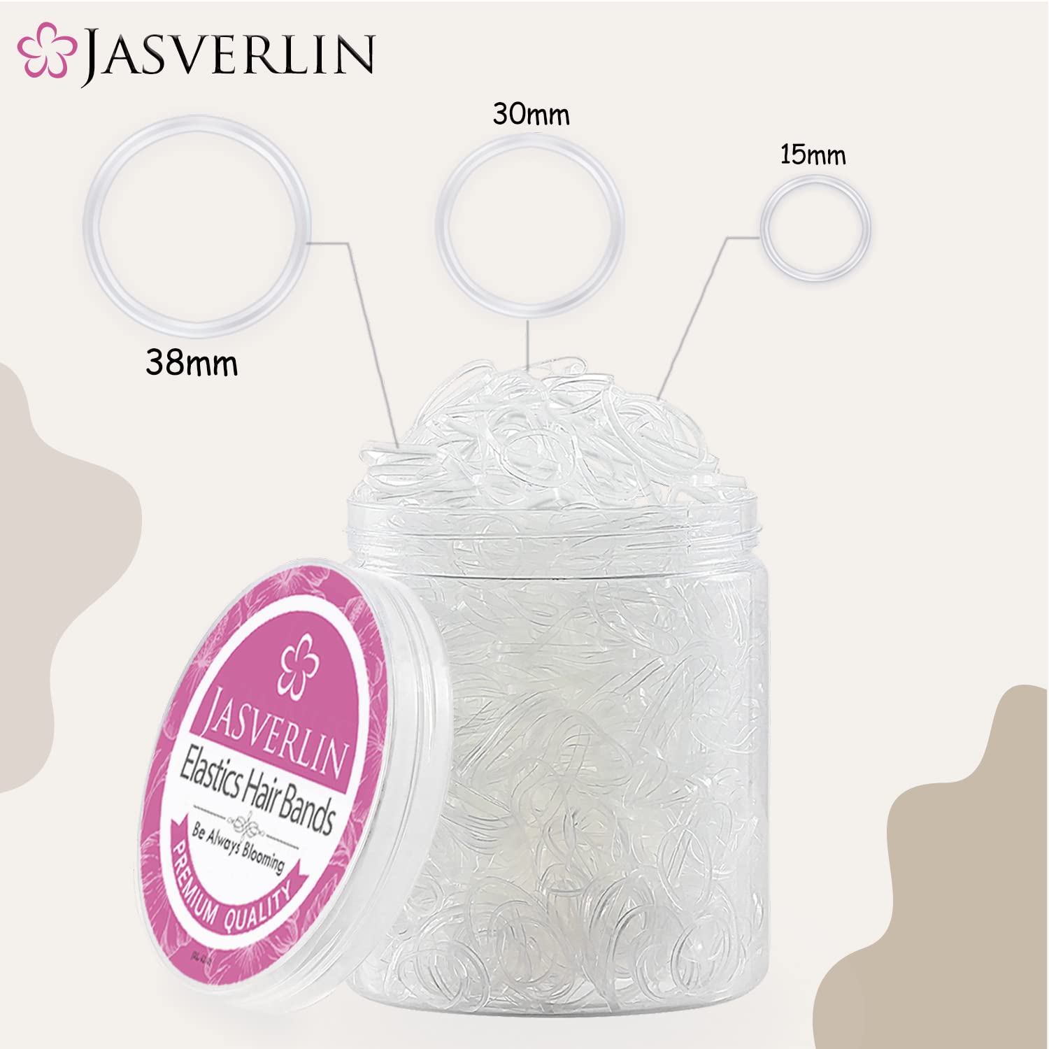 JASVERLIN medium and large elastics side-by-side showing size differences
