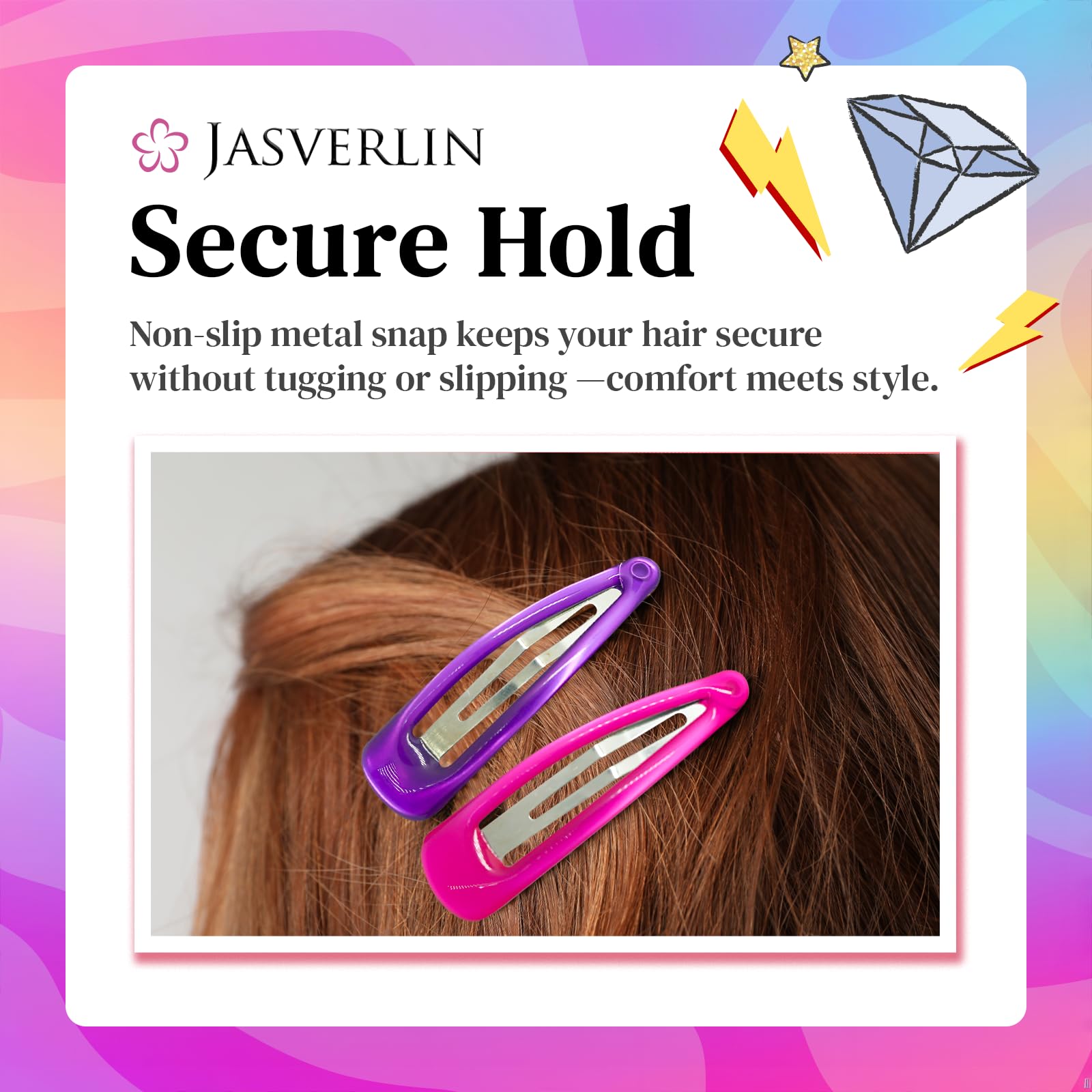 JASVERLIN clip held in hand for scale illustrating 2.5 inch length and coverage