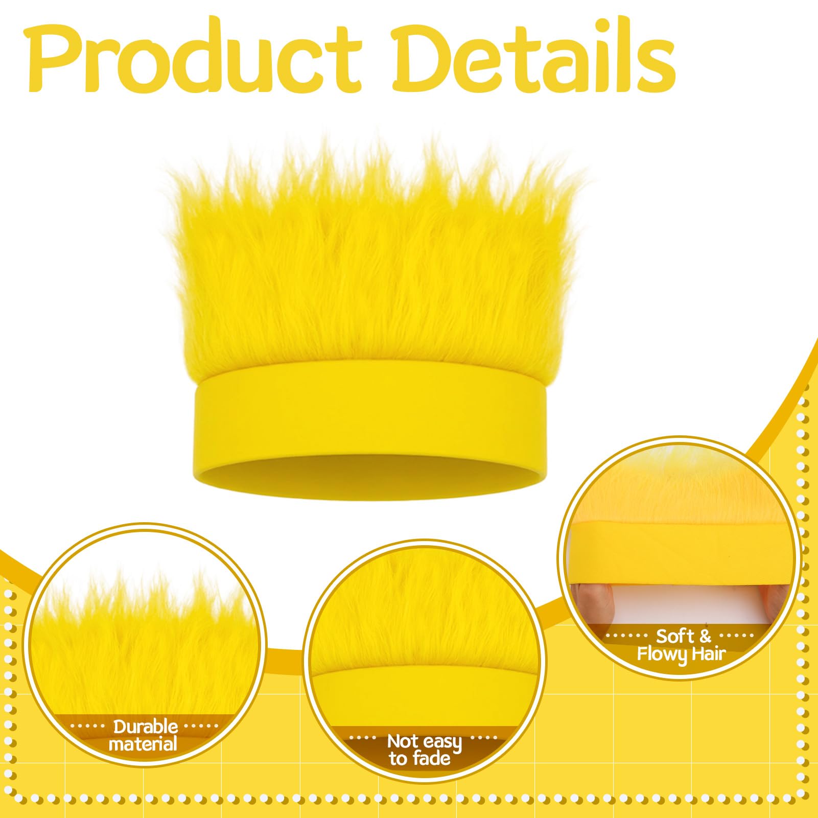 JATEBI close-up of fuzzy yellow strands highlighting soft texture and bounce