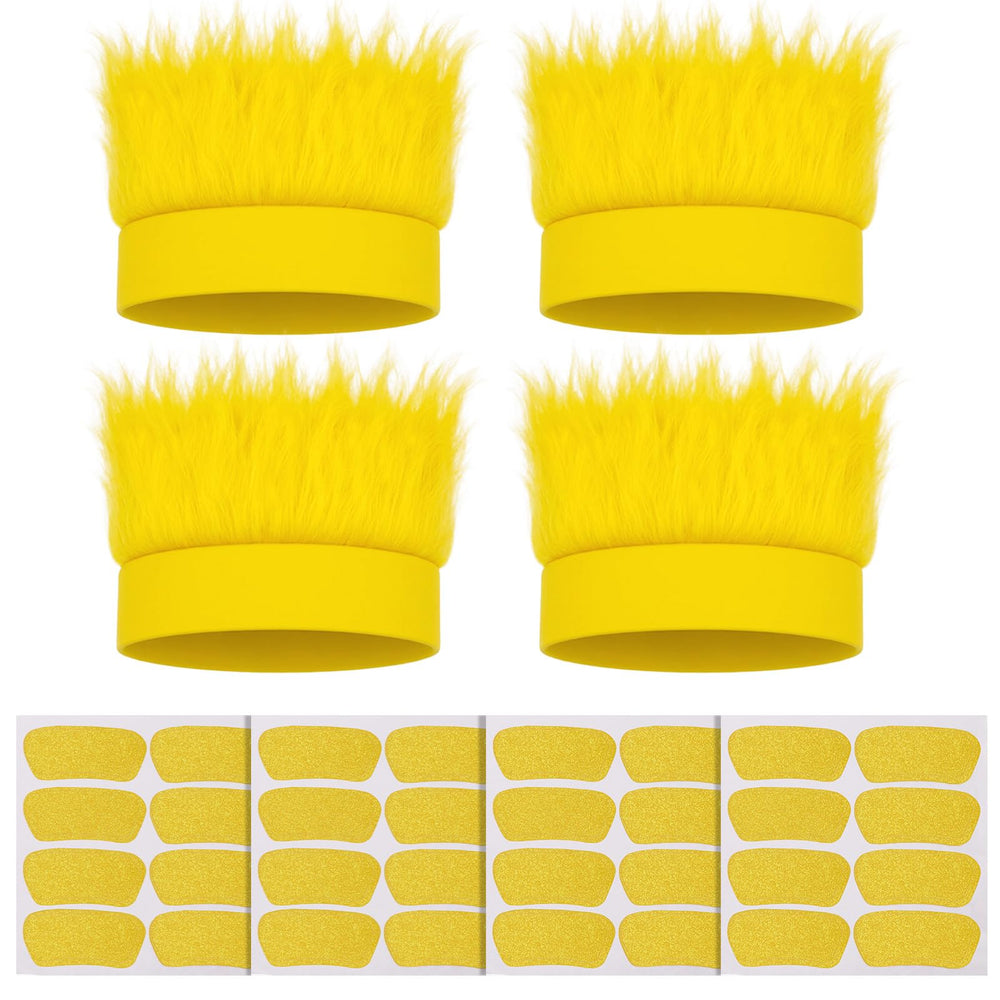 JATEBI front pack showing four yellow hairy headbands as bold party accessories