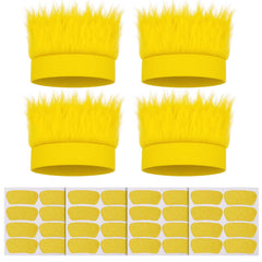 JATEBI front pack showing four yellow hairy headbands as bold party accessories