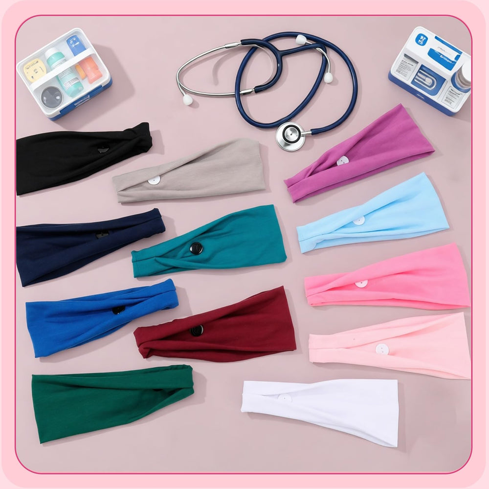 JATEBI headband in use on nurse wearing a mask to reduce ear pressure