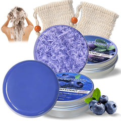 Jaxbo front packaging showing both blueberry shampoo and conditioner bars for travel convenience