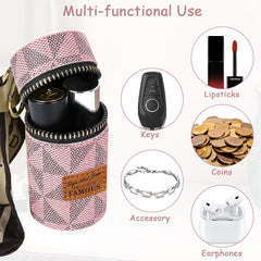 Jaxbo pouch on a dresser among beauty items showing convenient everyday use