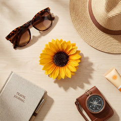 JazSwirl sunflower clips neatly packed in pouch for travel-ready protection