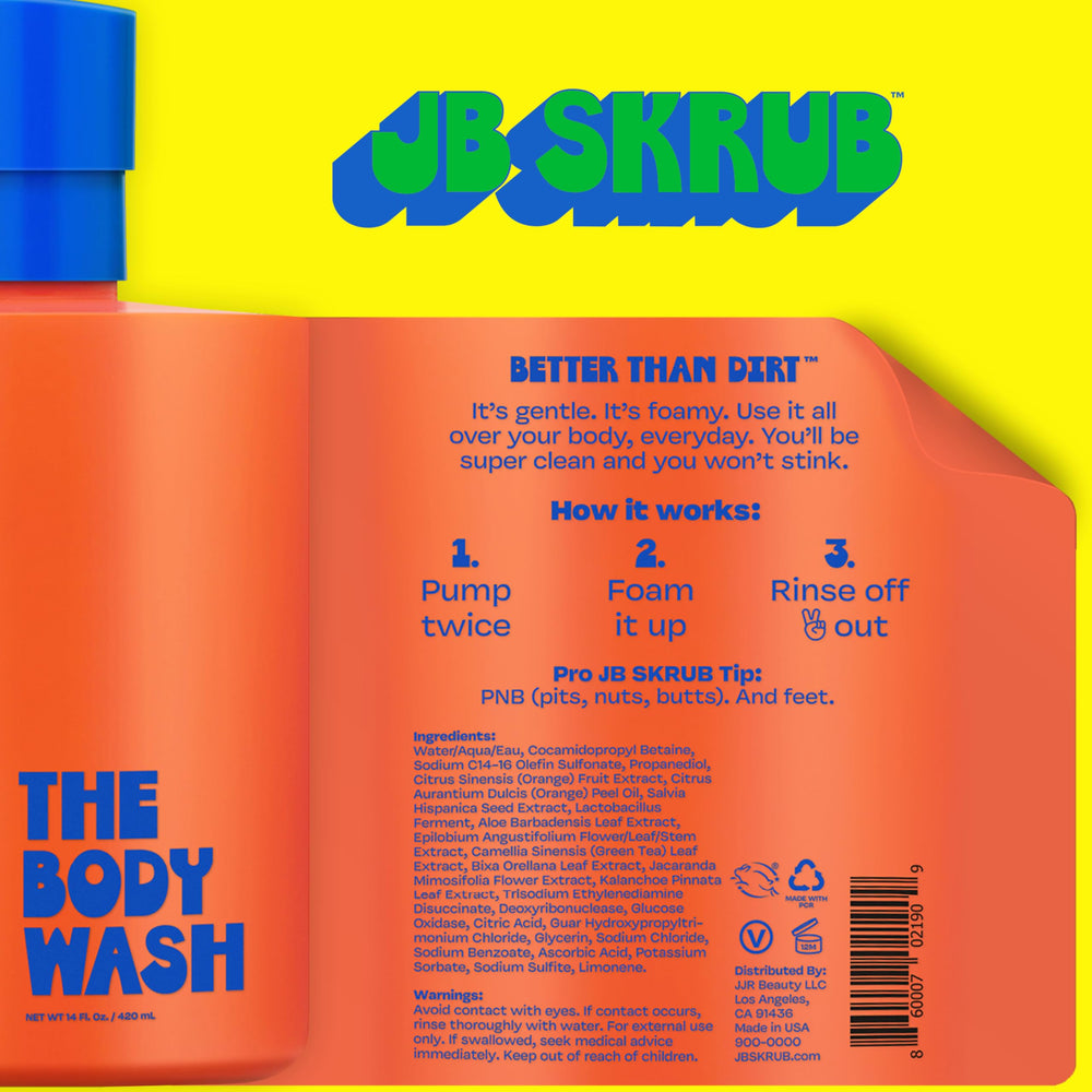 JB SKRUB body wash used under shower controls body odor