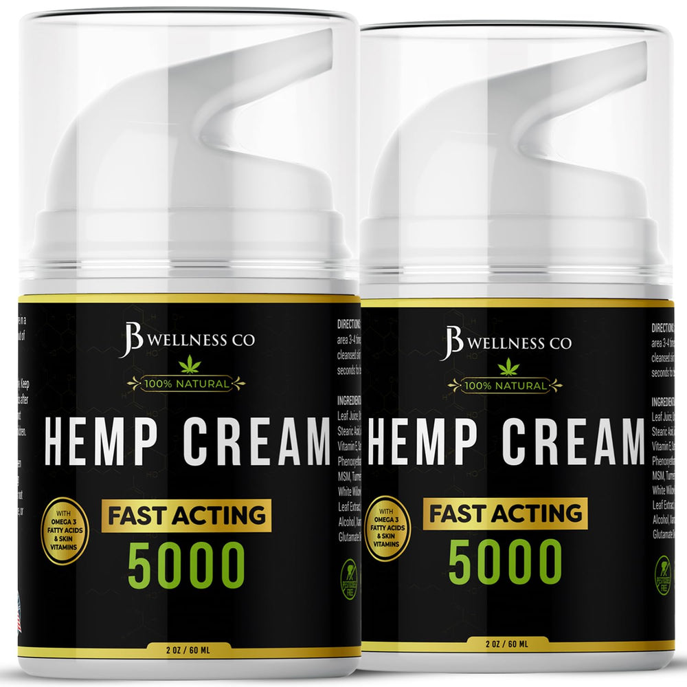JB Wellness Co hemp cream front jar shows clear label and size benefits