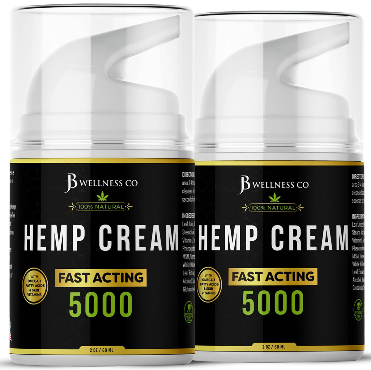 JB Wellness Co hemp cream front jar shows clear label and size benefits