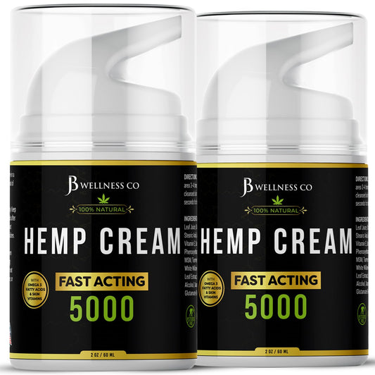 JB Wellness Co hemp cream front jar shows clear label and size benefits