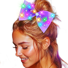 JEAIRTS front view of purple LED bow pair, stylish party accessory