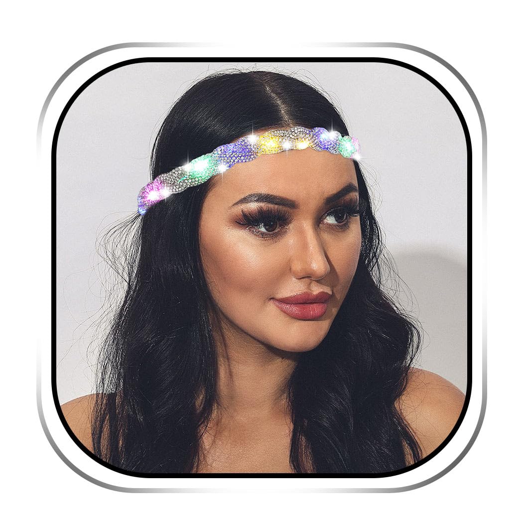 JEAIRTS silver headband front view shows rhinestone sparkle and elegant shape