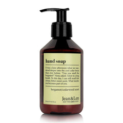 Jean & Len front packaging showing bergamot cedarwood fragrance and minimalist design benefits