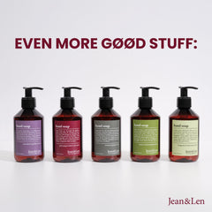 Jean & Len bottle styled with roses, fragrance-forward gift presentation