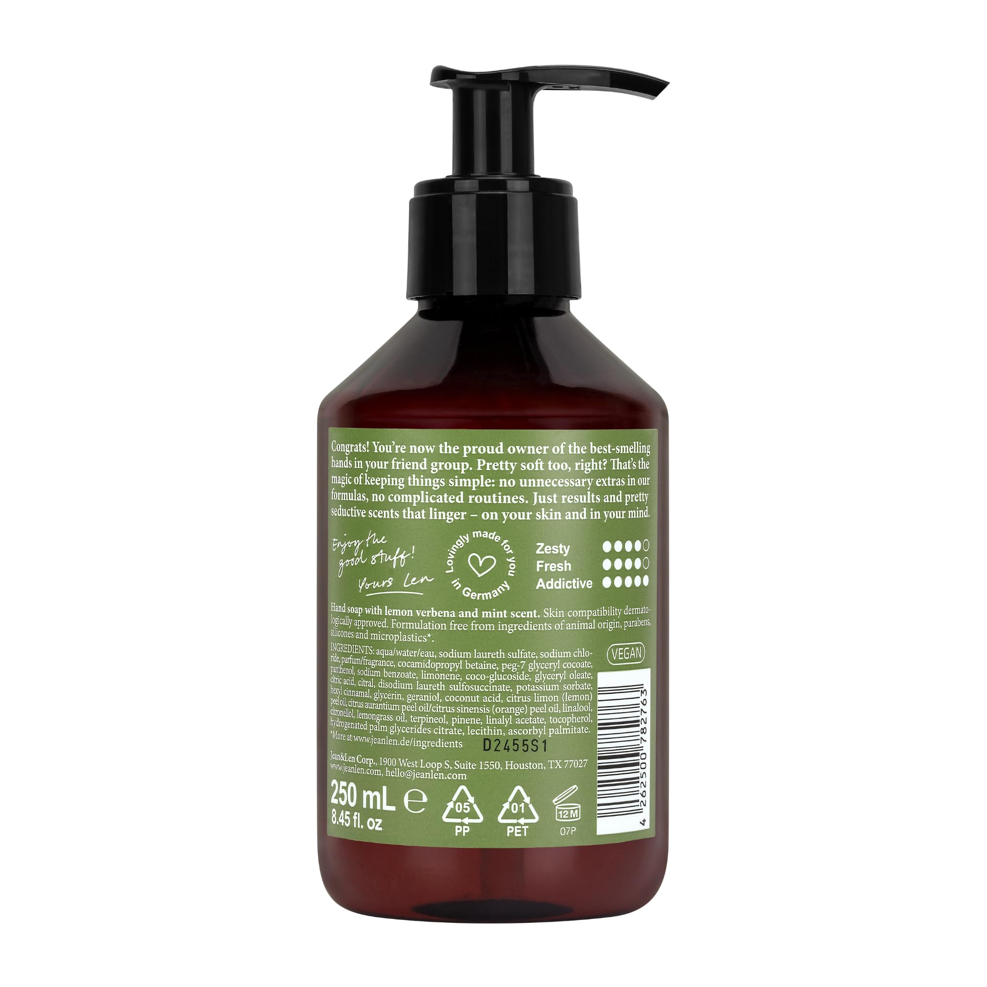 Jean & Len ingredient panthenol focus demonstrating skin care benefit