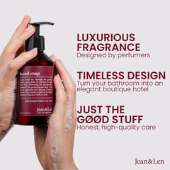 Jean & Len label close-up showing ingredients and minimalist branding benefits