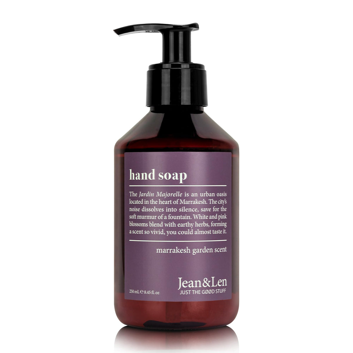 Jean & Len front bottle view showing elegant packaging and everyday use benefit