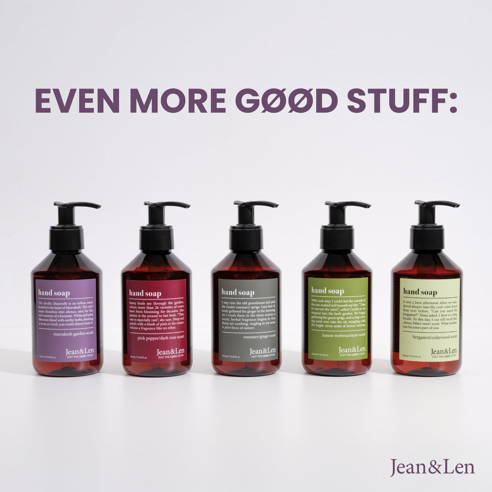 Jean & Len bottle on kitchen counter demonstrating versatile use benefit