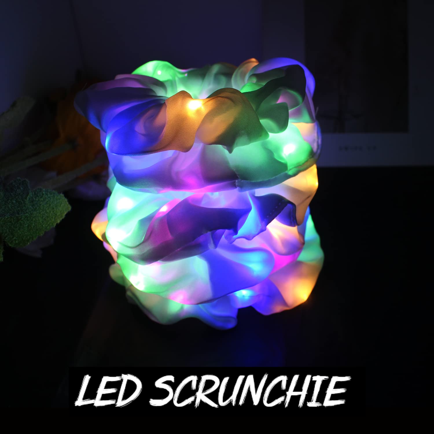 jeffan scrunchie worn in ponytail at night adding visibility and style
