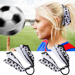 Jeffan bow worn in a ponytail demonstrating sporty style