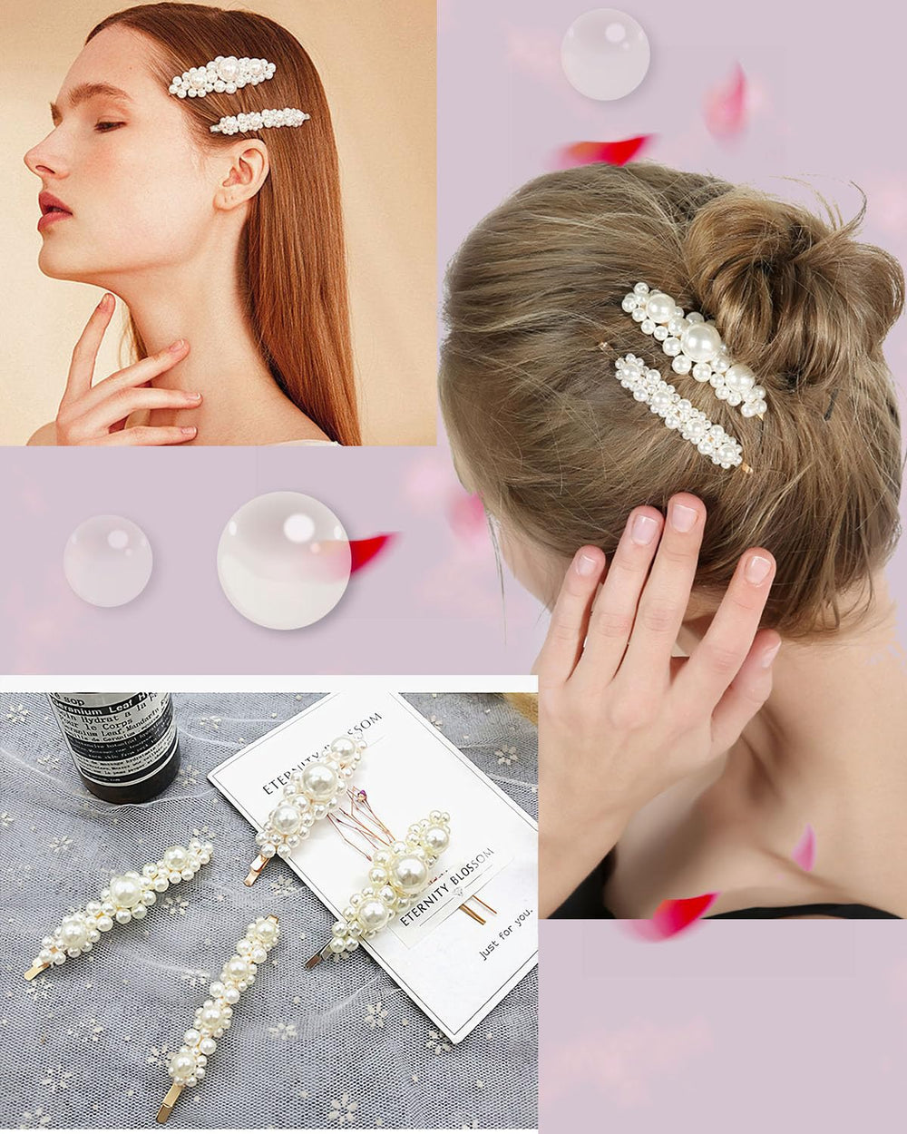 JELIEE model wearing half-up hairstyle with clips for polished look
