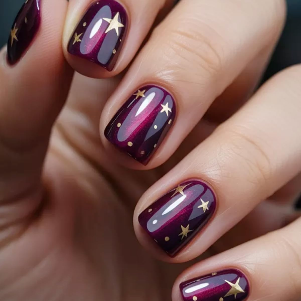 Jellyqueen front packaging showing 24-piece purple starry nails and accessories for easy glam