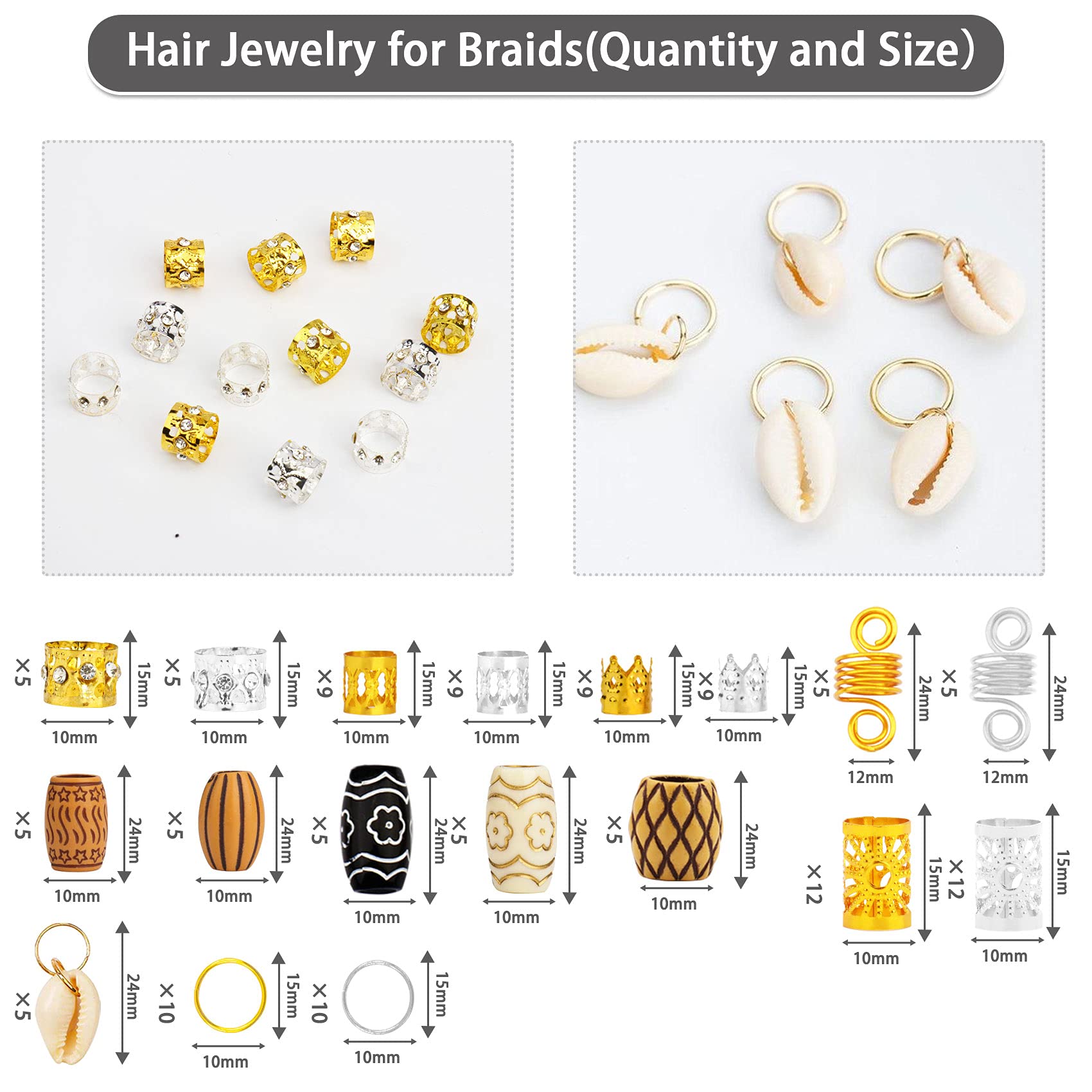 Jelyne imitation wood-like tube beads detail adds natural texture to braids