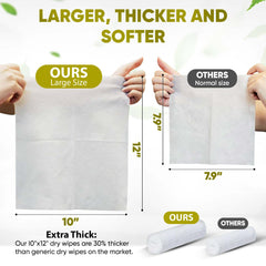 JenMom towel held in hand to show extra-large 10x12 size
