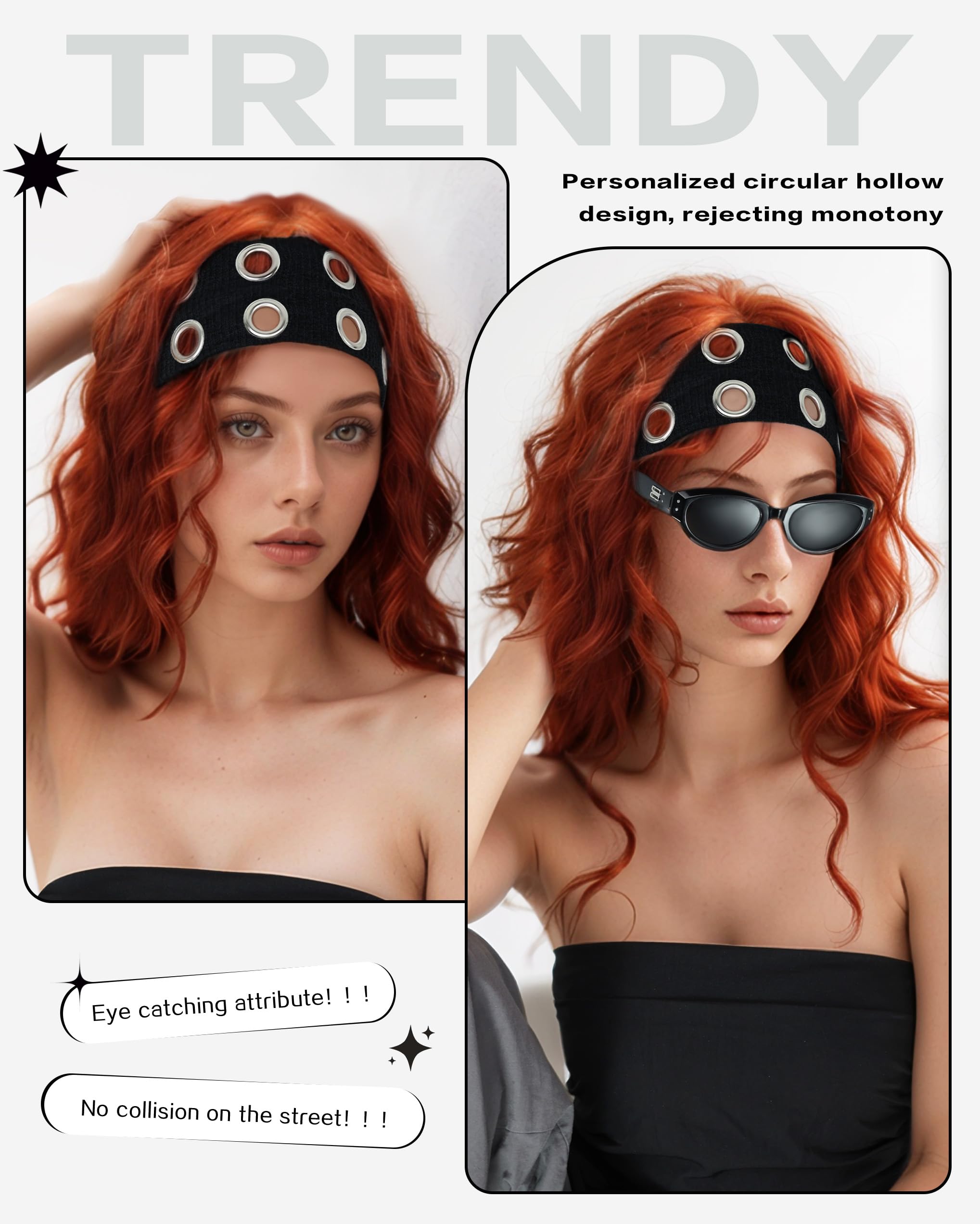 JENSVOIR headband worn over long hair demonstrating secure hold benefit
