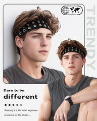 JENSVOIR headband in use with street outfit shows edgy fashion benefit