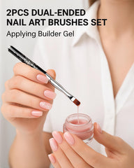 JEONEKID brushes in use applying builder gel on a nail for controlled, even coverage