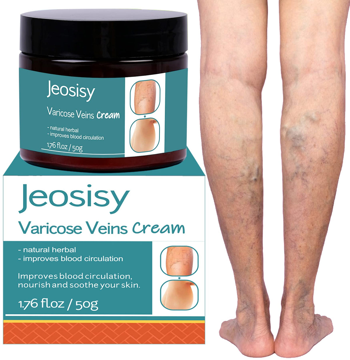 jeosisy front tube showing product packaging and branding for leg care