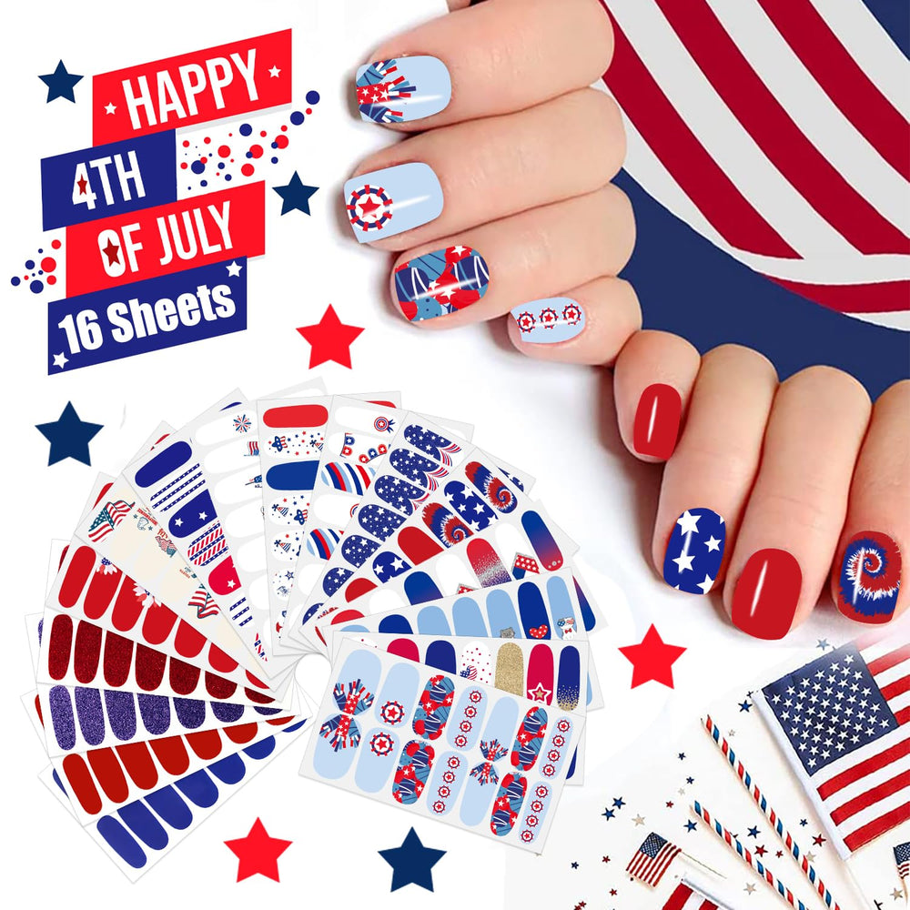 JERCLITY close-up of star and stripe nail designs, vibrant detail for festive nails