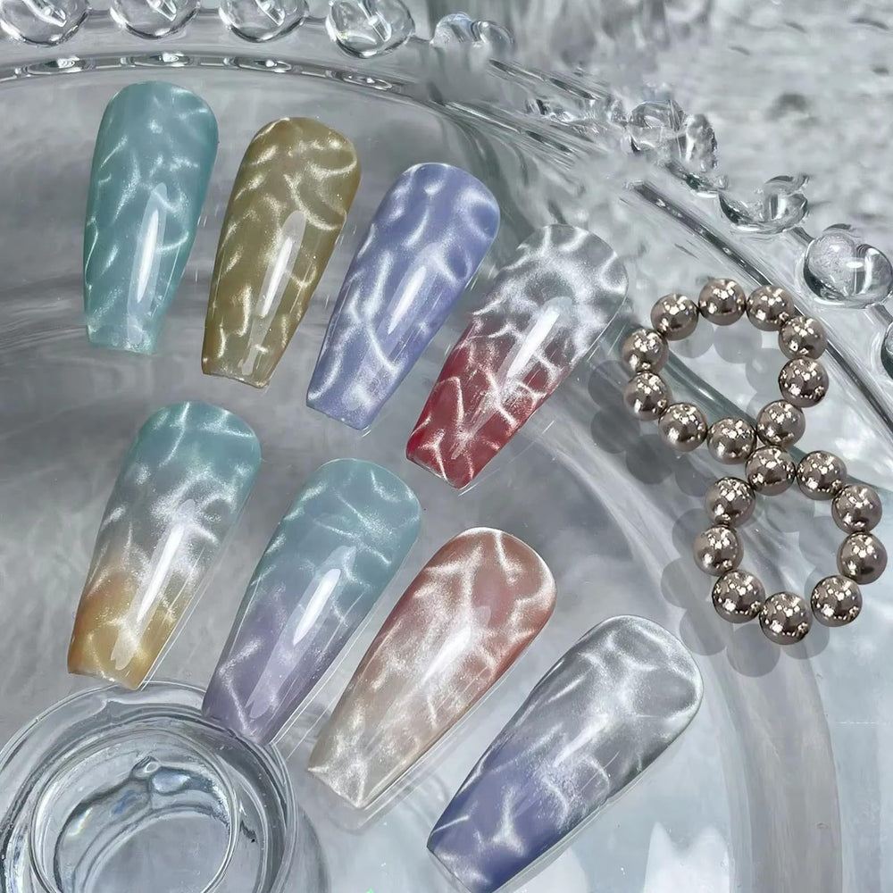 JERCLITY finished nail water-ripple cat-eye effect showcasing reflective depth