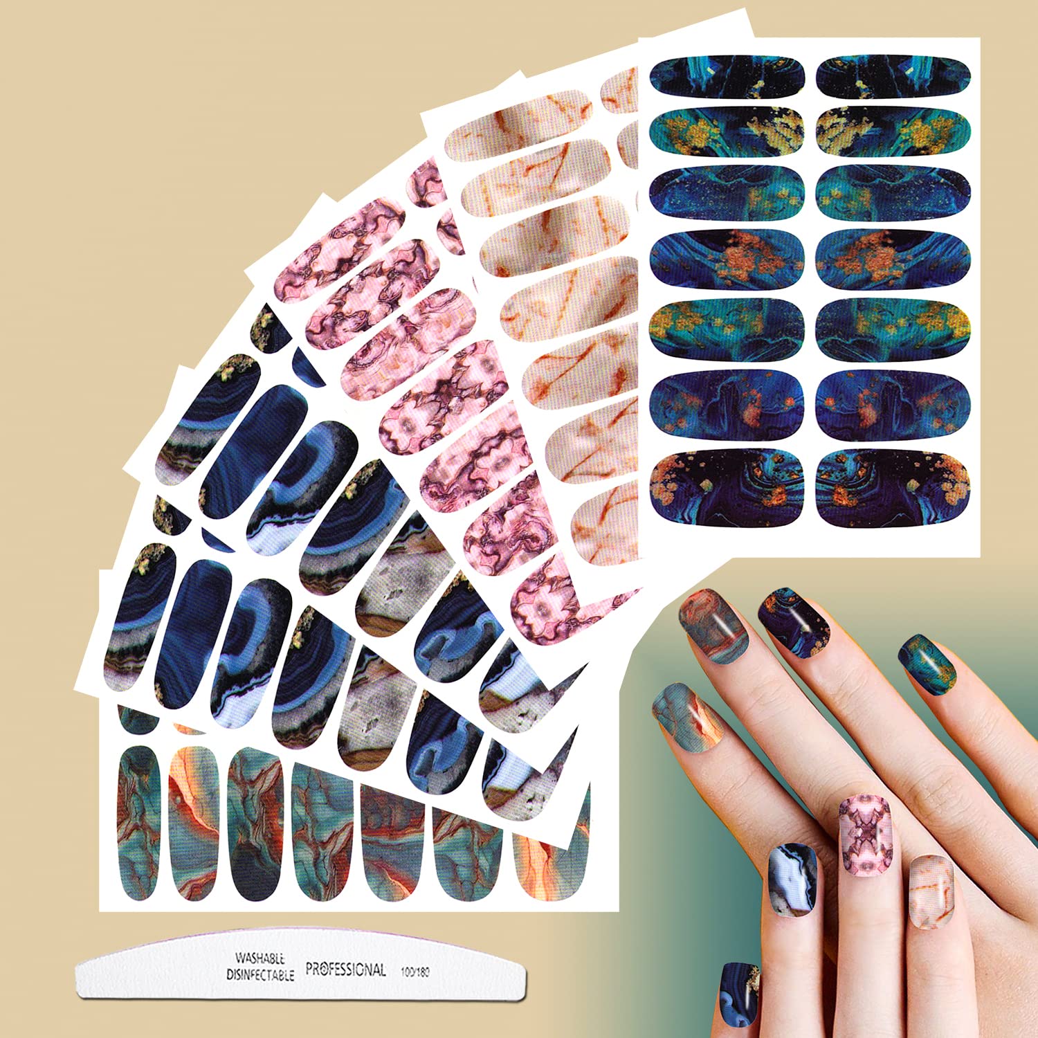 JERCLITY moon-shaped nail file with sheets showing convenient on-the-go kit