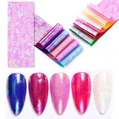 JERCLITY foil applied on a nail tip demonstrating transfer clarity and shine