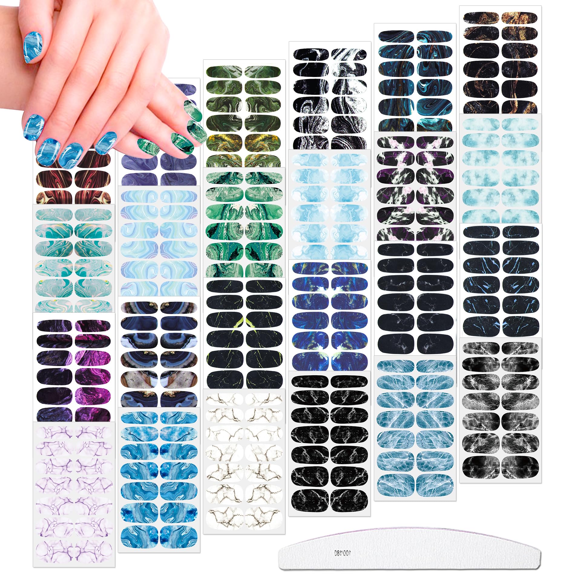 JERCLITY front packaging showing marble wrap sheet, easy salon-style nails