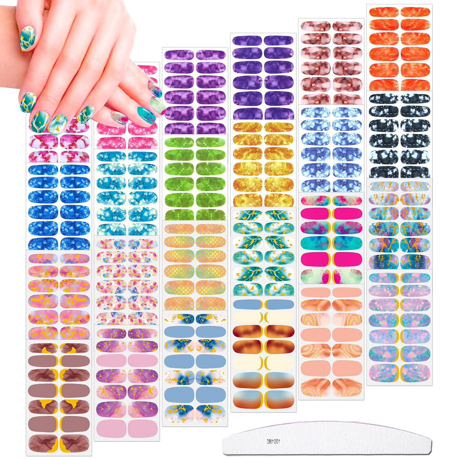JERCLITY front packaging showing marble and solid nail strips for quick salon results