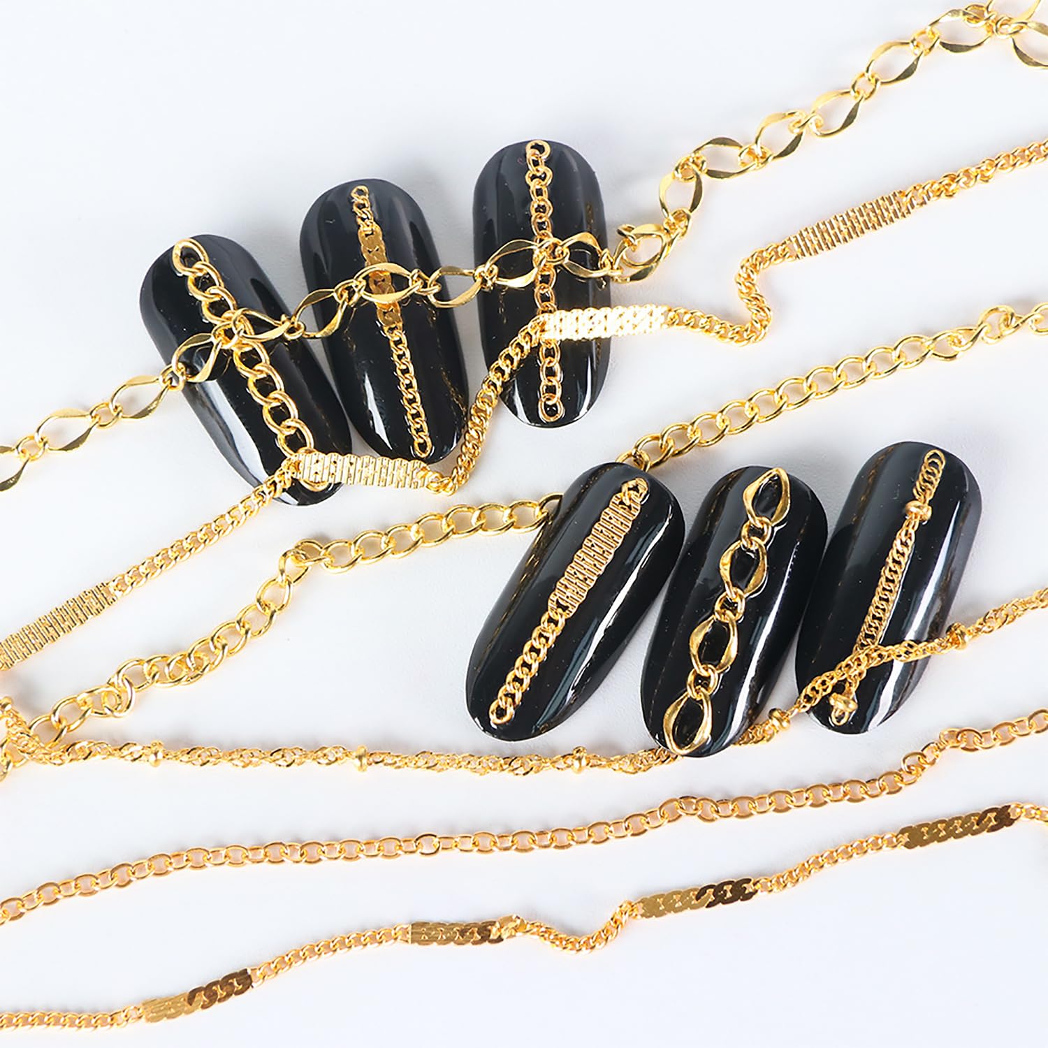 JERCLITY chains next to fingers showing scale and thin profile benefit