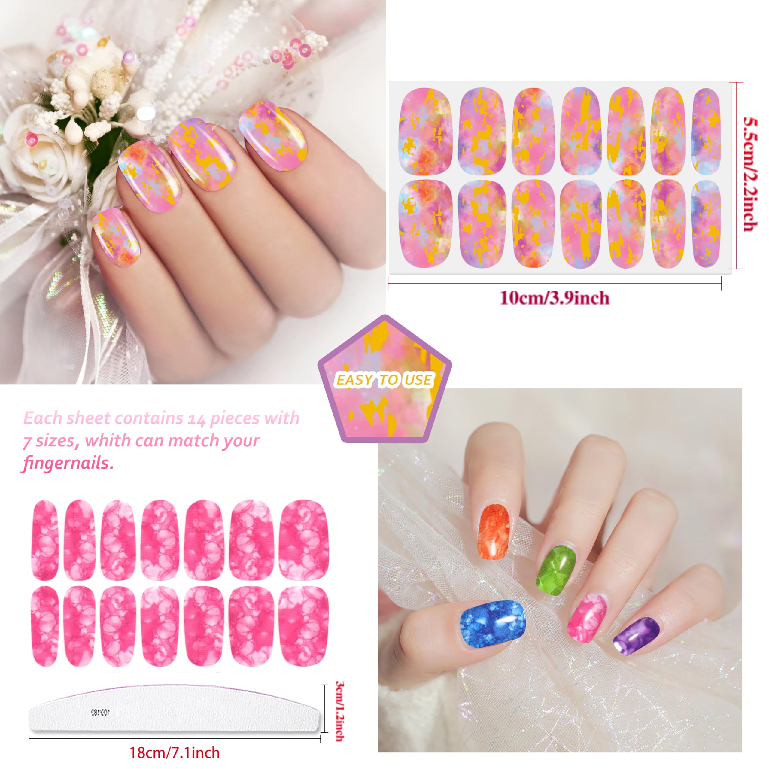 Array of JERCLITY solid-color nail strips displaying versatile shades for coordinated looks