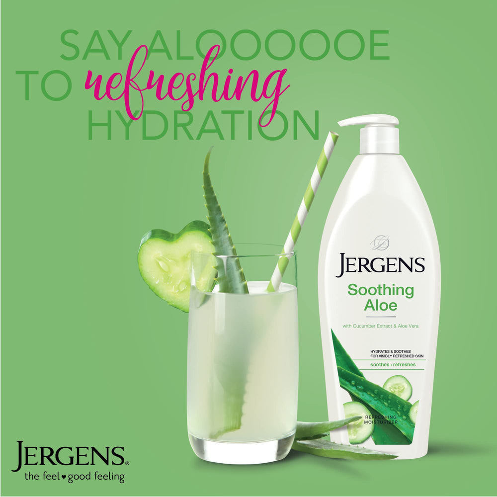 Jergens bottle size comparison with hand to show 21 oz scale