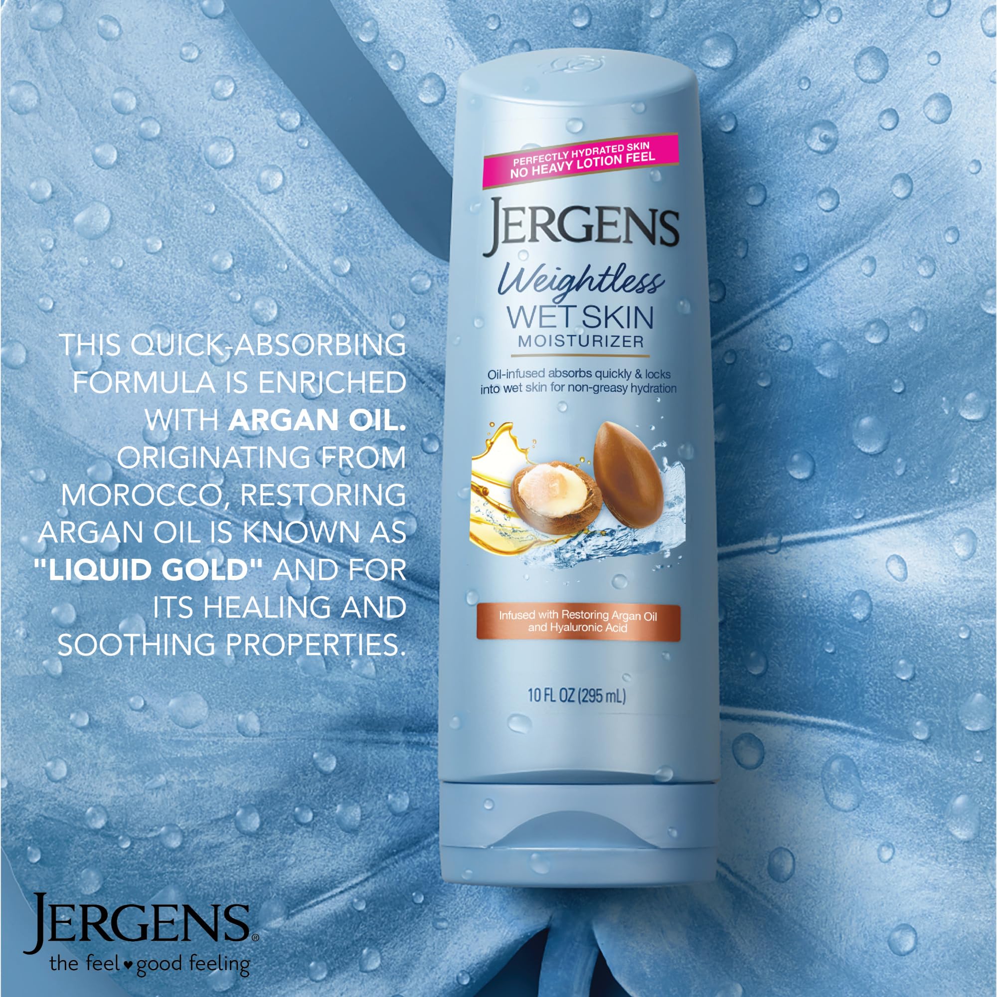 Jergens applied in shower demonstration showing quick post-shower use