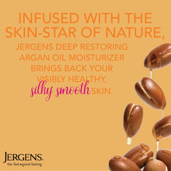 Jergens argan oil and lotion pump together, highlights nourishing formula
