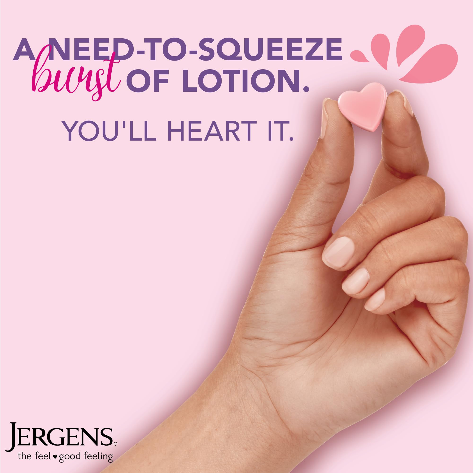 Jergens close-up of pink heart burst highlighting squishy texture