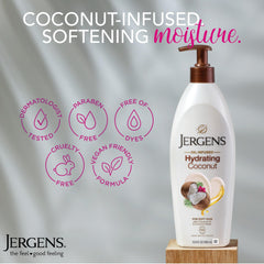 Jergens being applied to hands restoring softness and relieving dryness