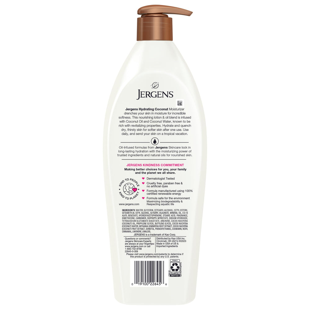 Jergens in bathroom setting showing everyday use and fresh tropical scent appeal