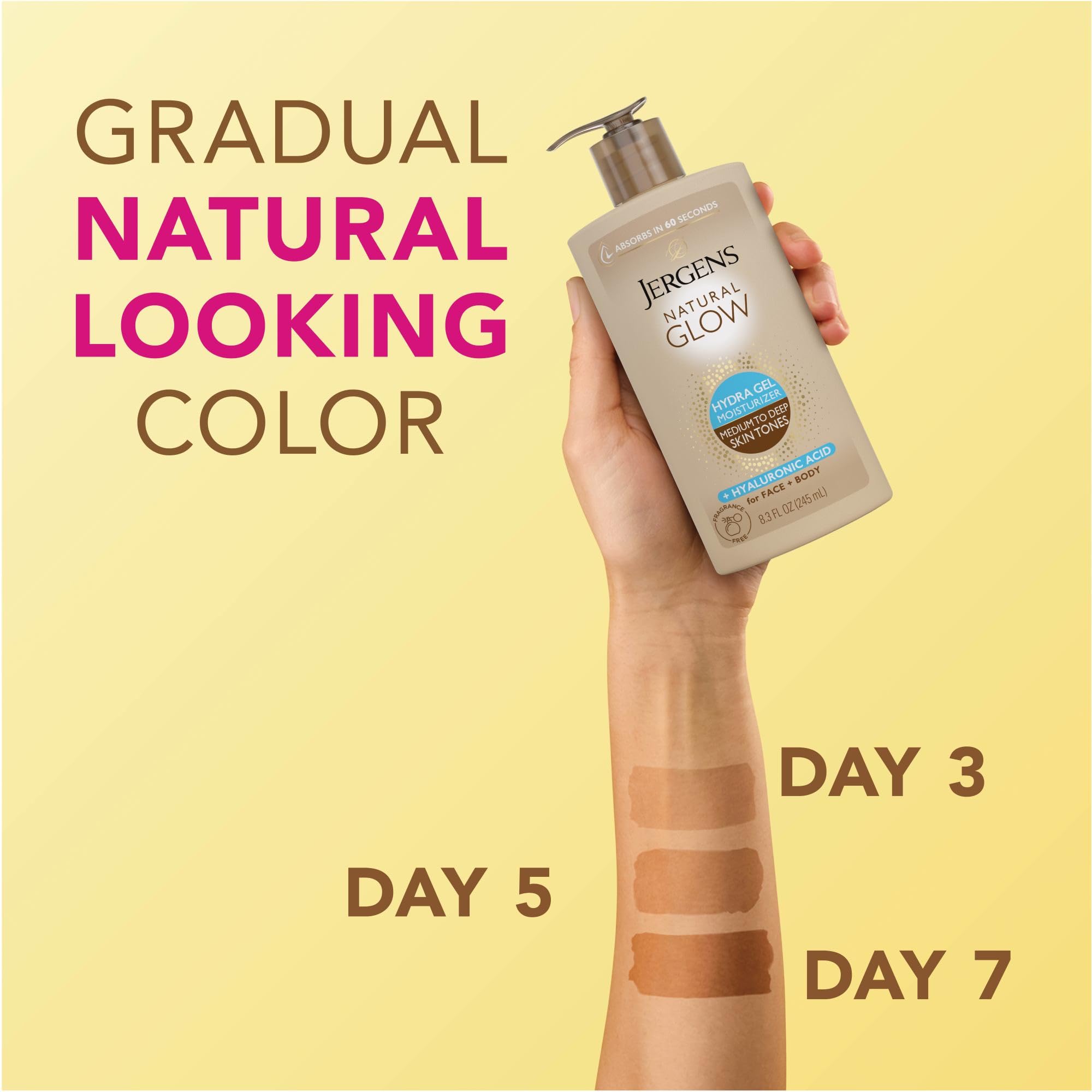 Jergens facial application in mirror showing gentle, fragrance-free formula use